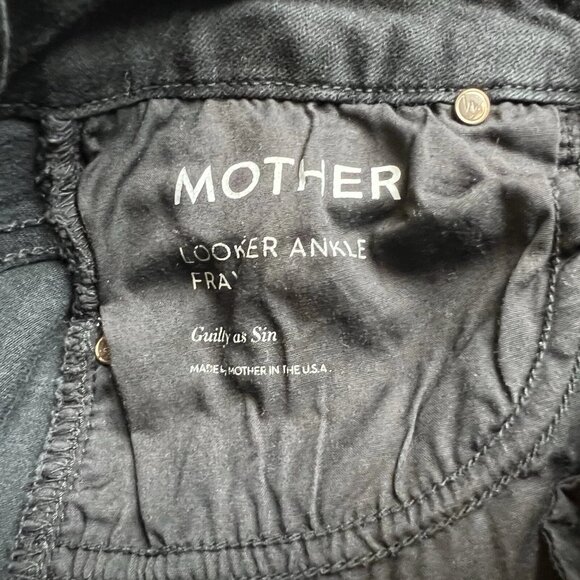 Mother The Looker Ankle Fray Jeans Women’s 26 Black Denim Guilty as Sin Skinny - Picture 4 of 6